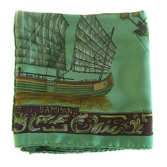 HERMES Carré "Jonques Et Sampans" In Green Silk