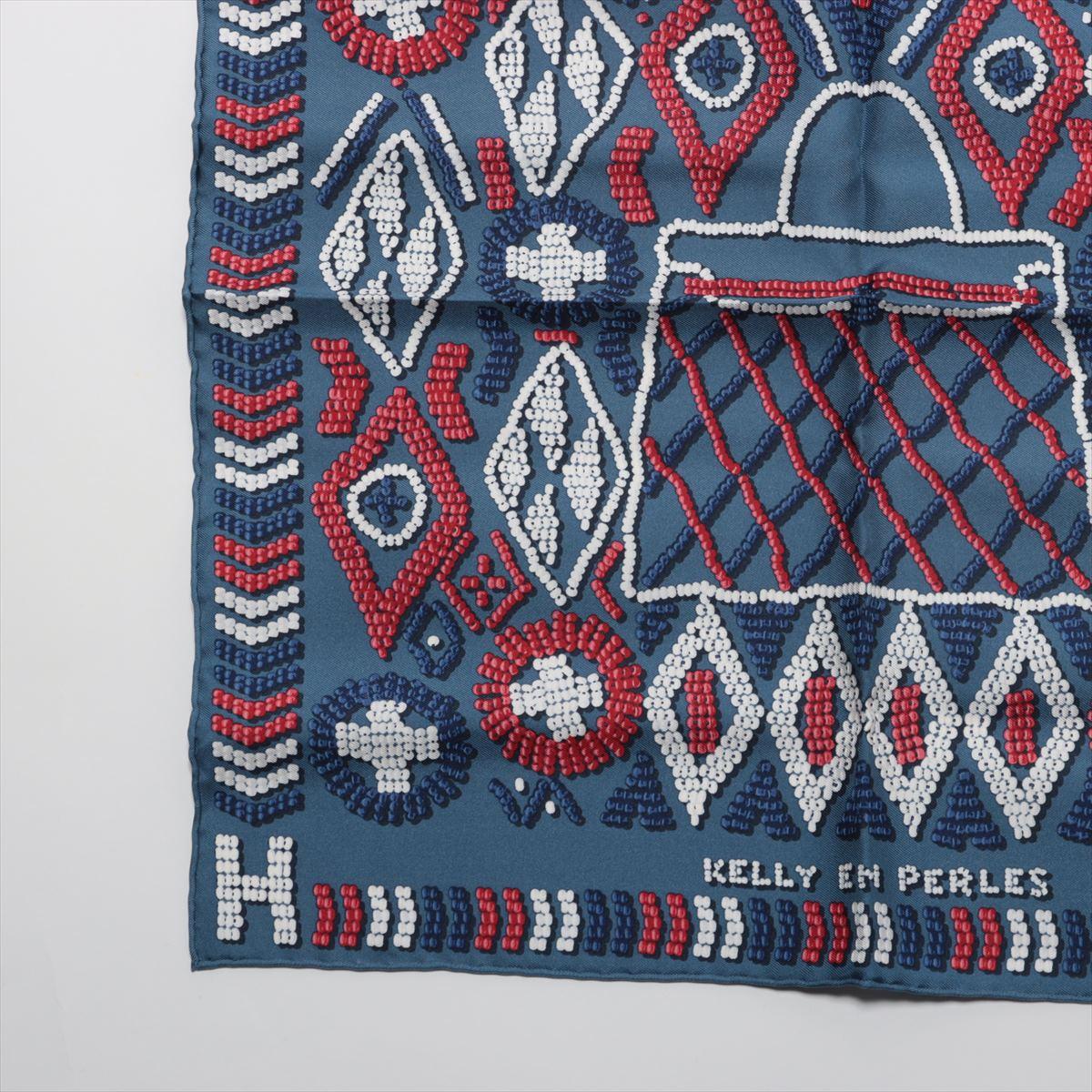 Women's Hermès Carré Kelly En Perles Blue Jean x Red For Sale