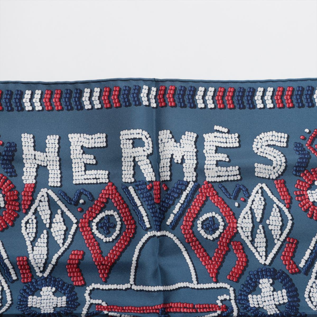 Hermès Carré Kelly En Perles Blue Jean x Red For Sale 1