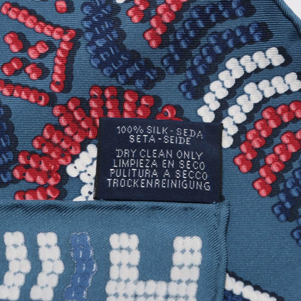 Hermès Carré Kelly En Perles Blue Jean x Red For Sale 2