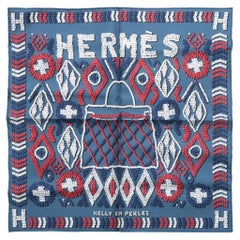 Hermès Carré Kelly En Perles Blue Jean x Red