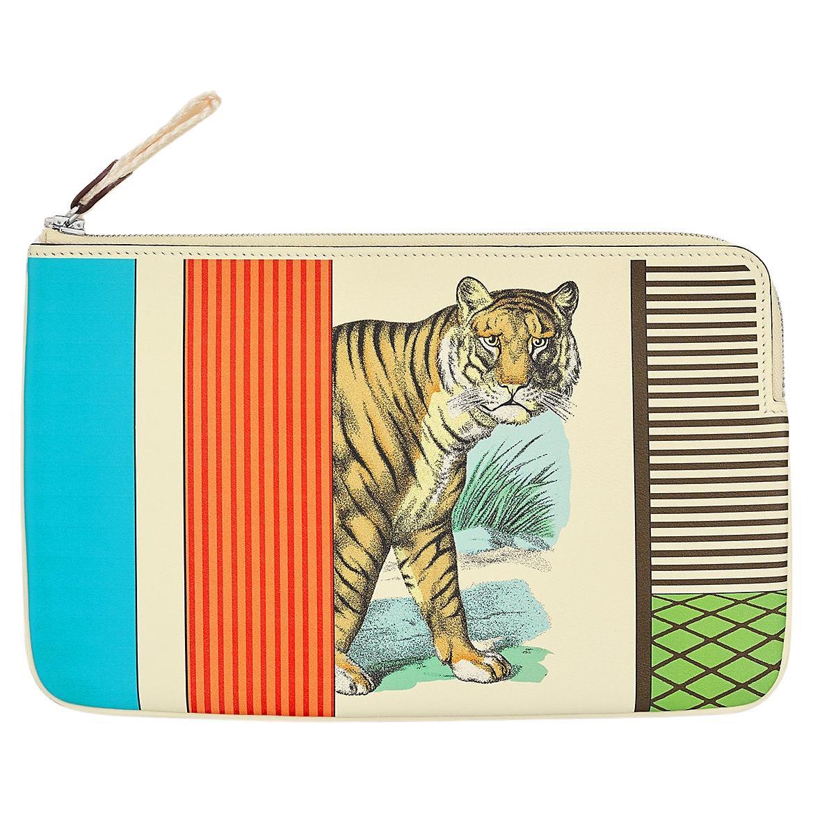 Hermes Carre Long pouch in tigre detail  For Sale