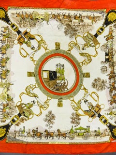 Hermès Carré or Scarf "Grands Attelages" by Philippe Ledoux Circa 1972