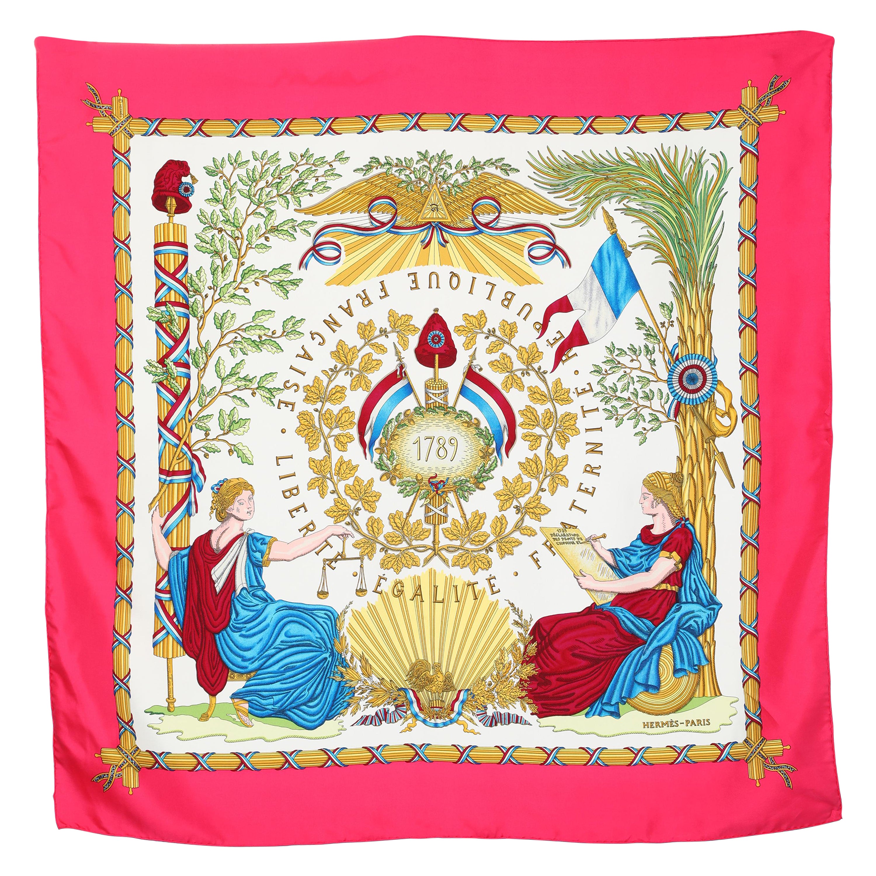 Hermes Carré-Schal „Liberté, Egalité, Fraternité“ im Angebot