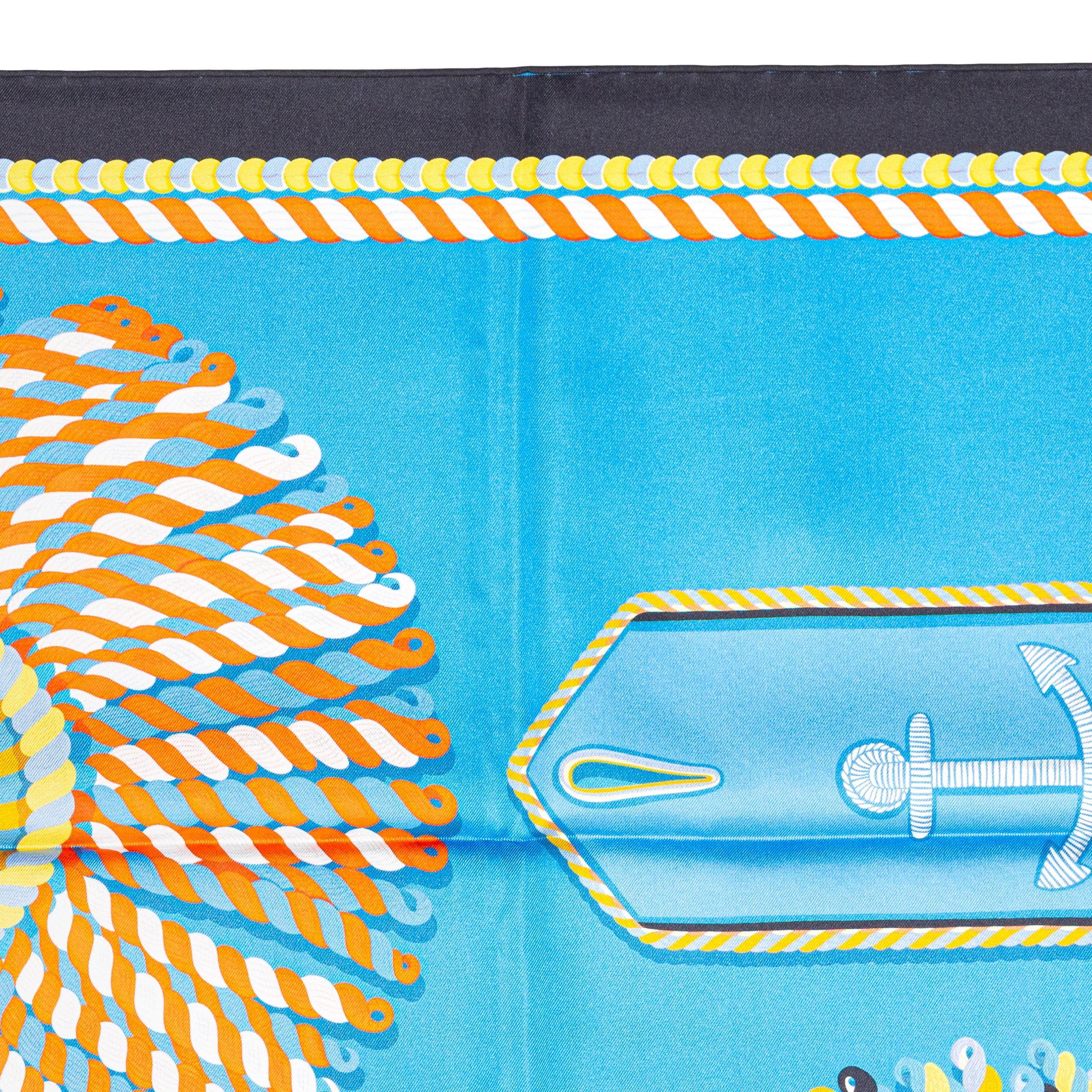 Hermes Carré Silk - Epaulettes de Gala - Double Face - Marine Bleu - New S Tag im Angebot 2