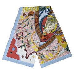 Hermes Carre Twill Duo Cosmique Bleu Ciel Brique