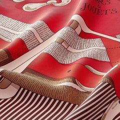 Hermes Carré Wash 90 Mors à Jouets Chemise Détail Rouge / Sable / Tabac Silk