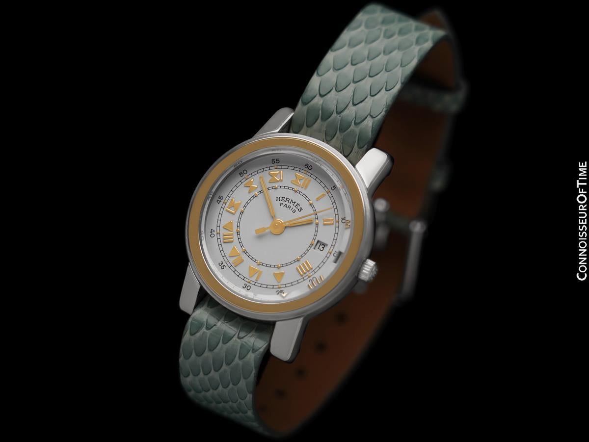 Hermes Carrick Ladies Watch - Stainless Steel & 18K Gold In Excellent Condition For Sale In Suwanee, GA