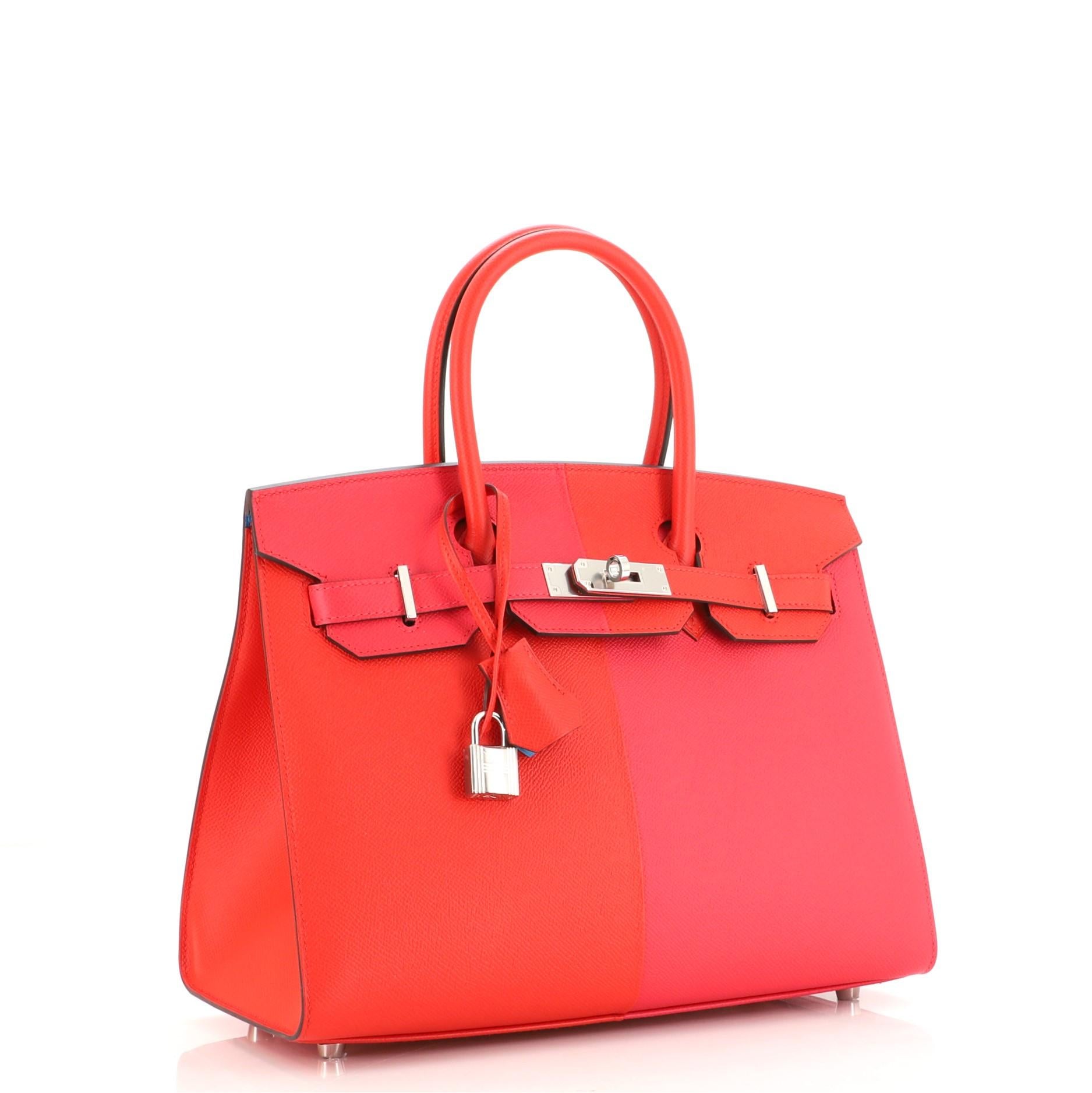 Red Hermes Casaque Birkin Sellier Bag Epsom 30