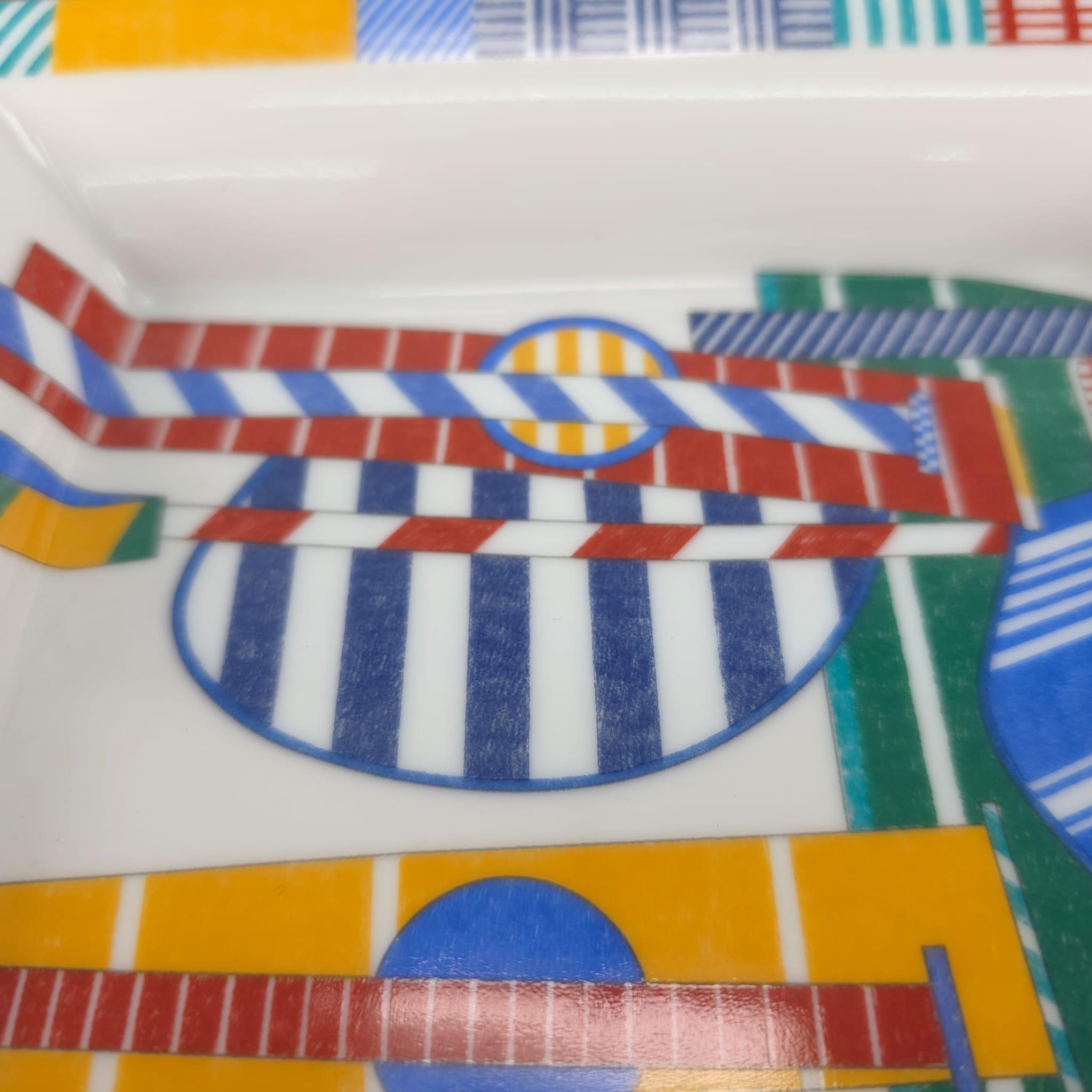 Hermès casaque porcelain Patchwork Saddle ashtray In New Condition For Sale In Nicosia, CY
