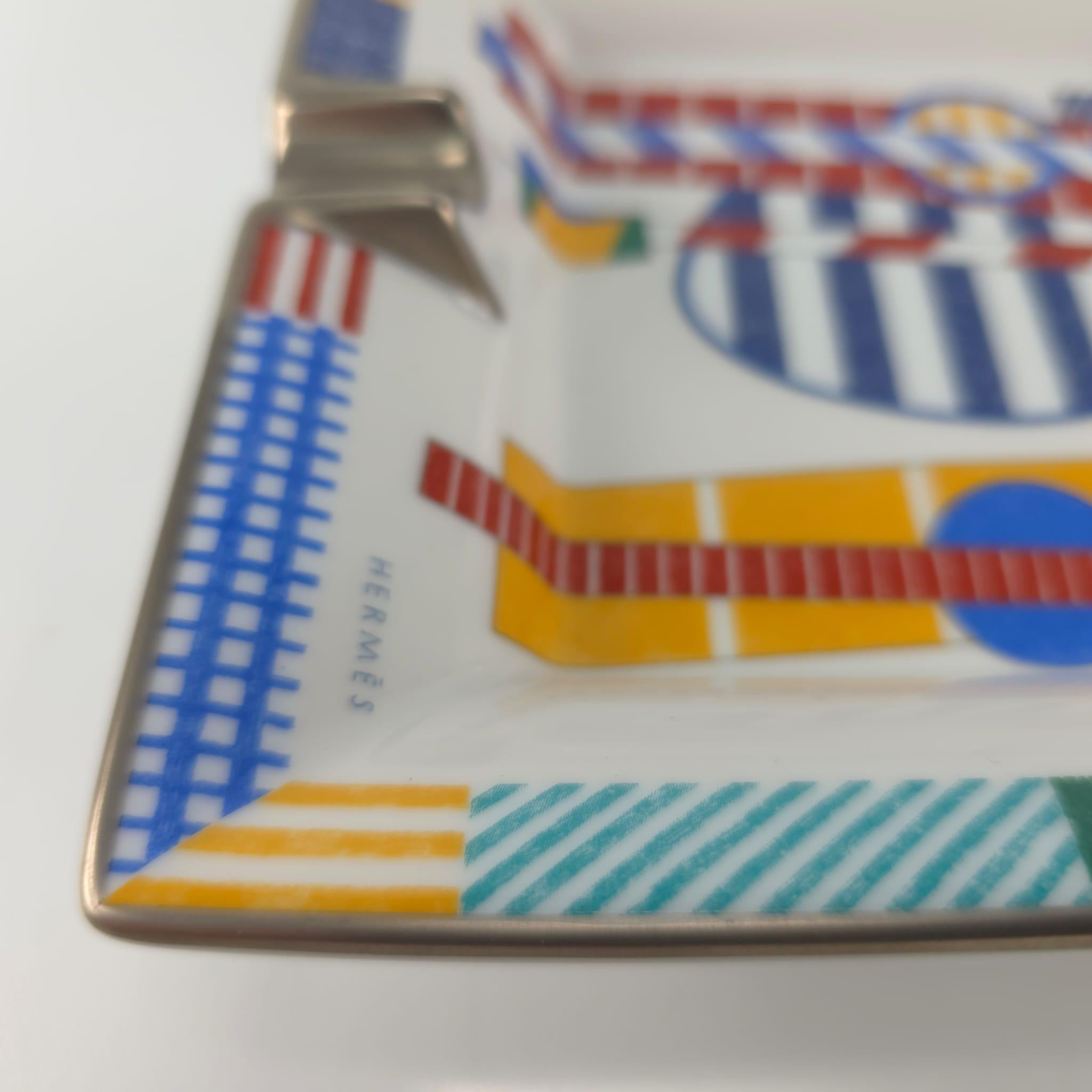 Women's or Men's Hermès casaque porcelain Patchwork Saddle ashtray For Sale