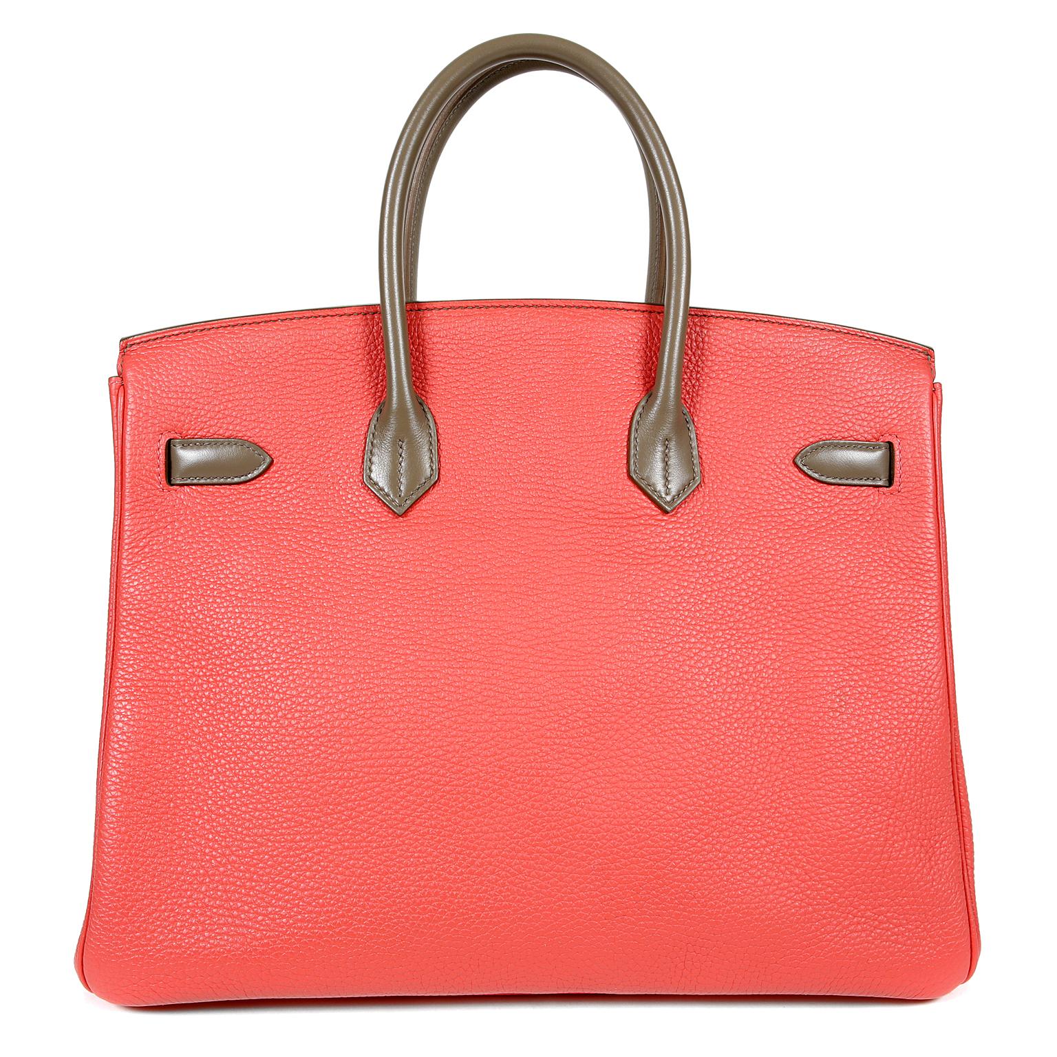 This authentic Hermès Cascade Tri Color 35 cm Birkin is in pristine condition.   Considered the ultimate luxury item, the Hermès Birkin is stitched by hand. Waitlists are commonplace.   This uniquely designed tricolor version is in Clemence and