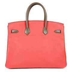 Hermès Cascade Tri Color Etoupe Rose Jaipur Argile 35 cm Clemence Swift Birkin