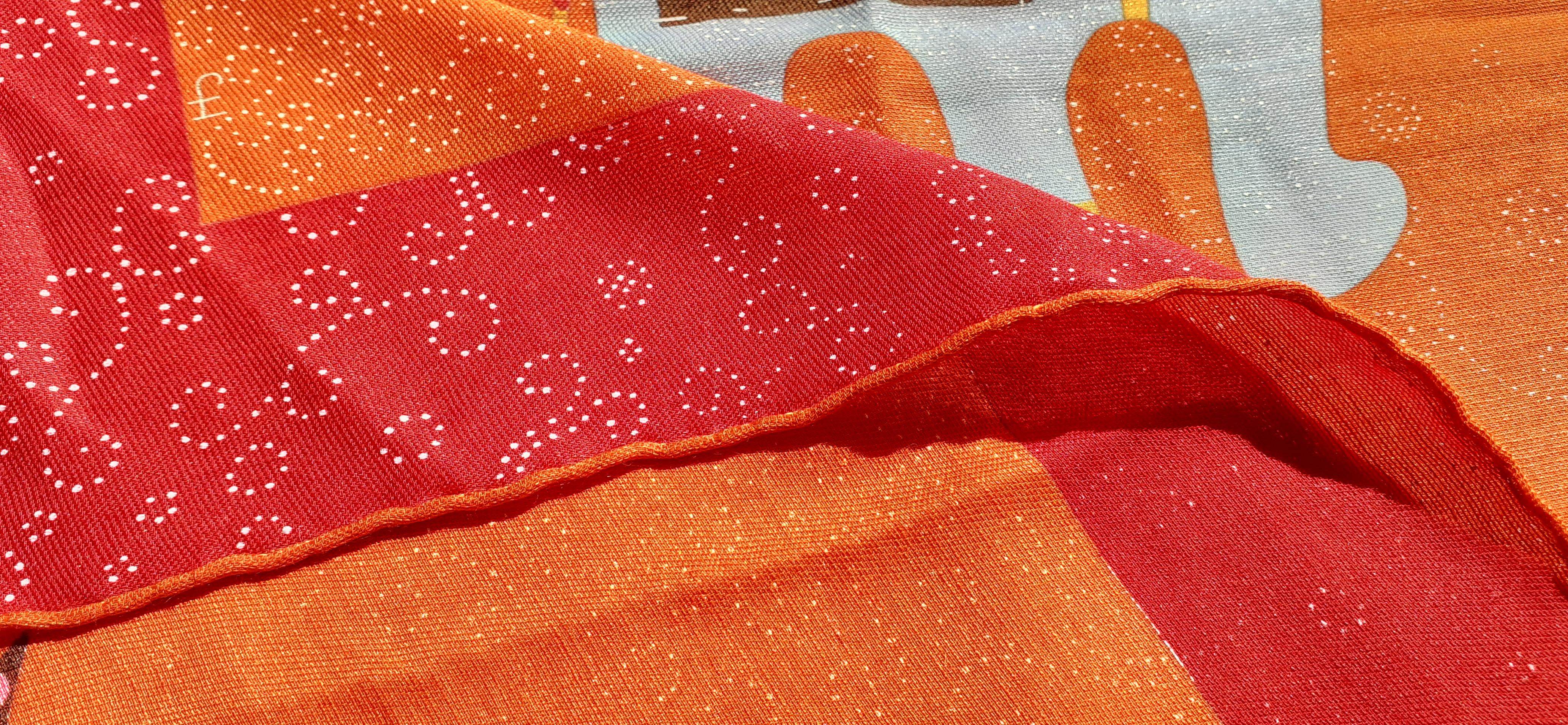Hermès Cashmere and Silk Scarf La Ronde des Elephants Orange Pink 67 cm 3