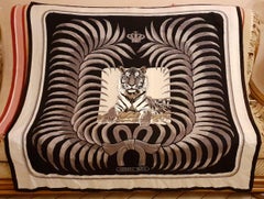 Hermès Cashmere and Silk Shawl Tigre Royal Hand Beaded Made in India 140 cm RARE