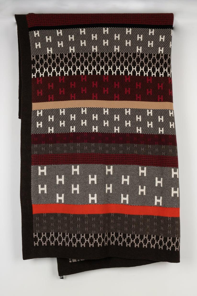 Black Hermès Cashmere and Wool Plaid/Blanket ACC99