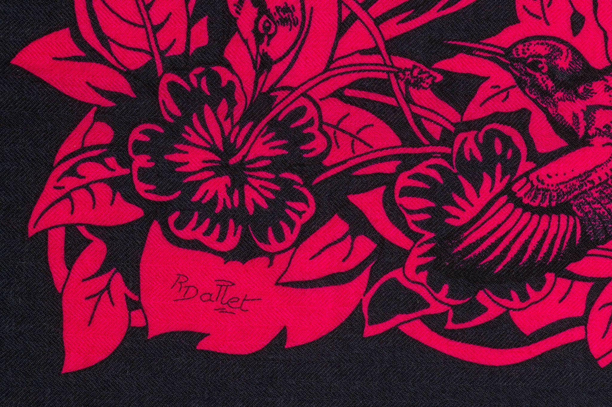 Hermès Cashmere Black & Fuchsia Jungle Love Shawl 3