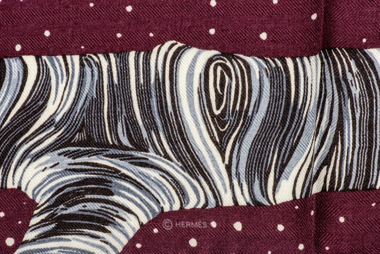 Hermes Cashmere Burgundy Wolf Scarf In New Condition In West Hollywood, CA