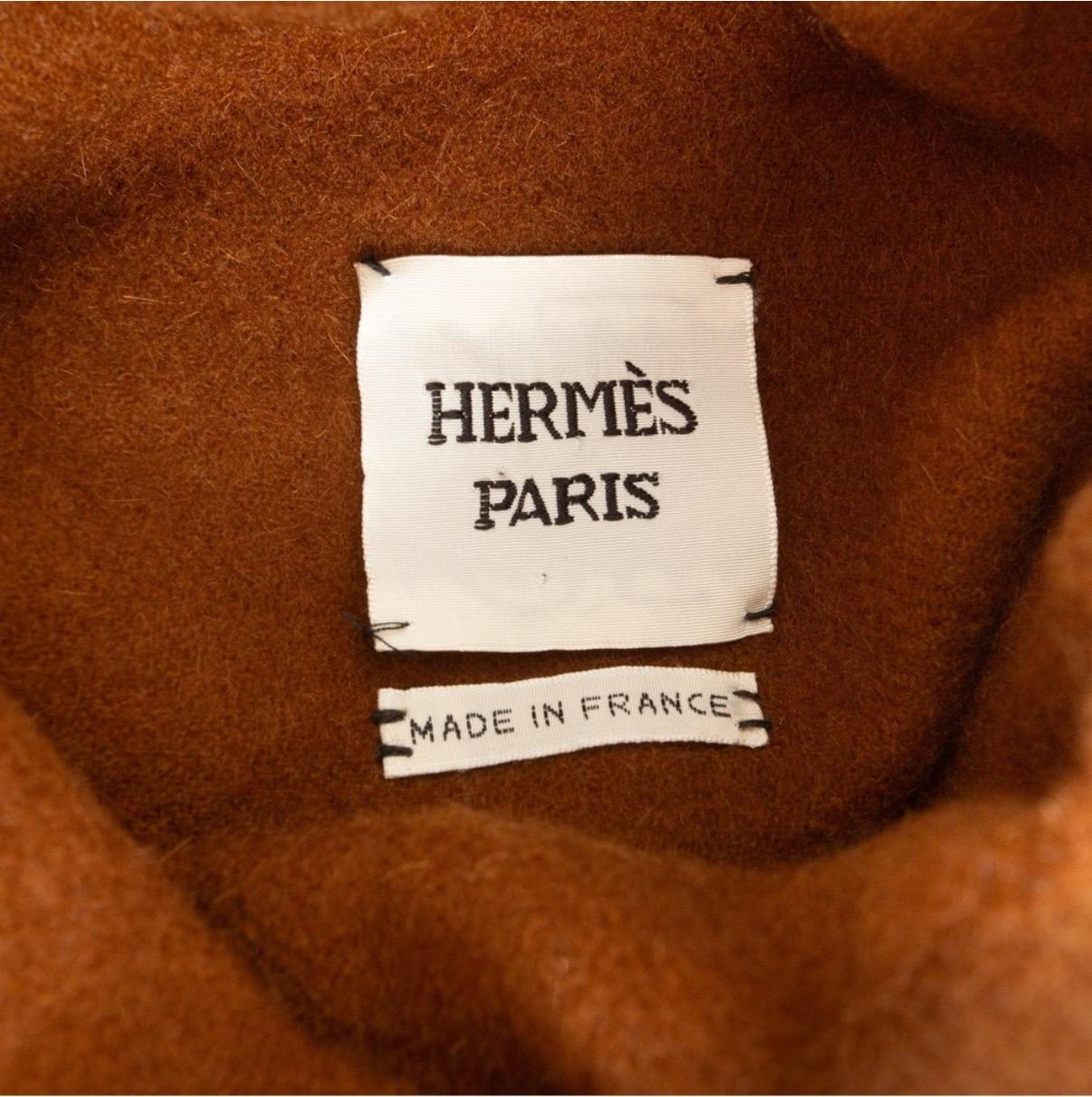 Women's or Men's Hermes Cashmere Cowl Neck Fringe Detail Poncho Sweater For Sale