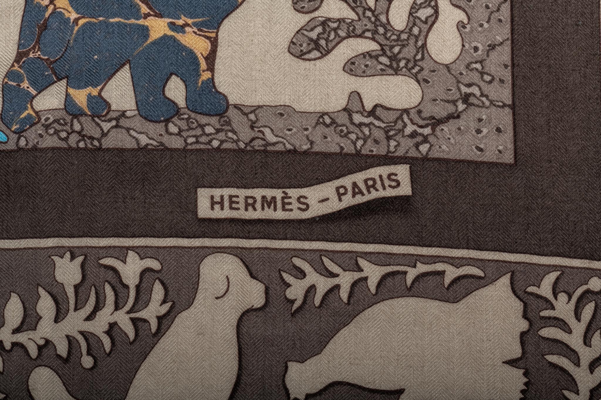 Hermes Cashmere Etoupe Brown Shawl In Excellent Condition In West Hollywood, CA