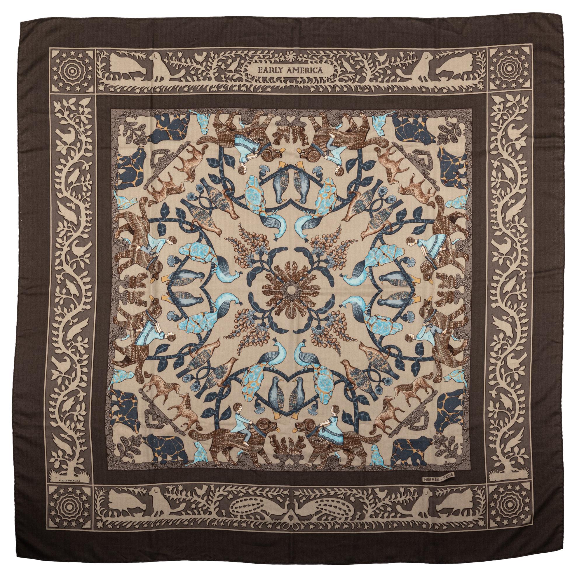 Hermes Cashmere Etoupe Brown Shawl