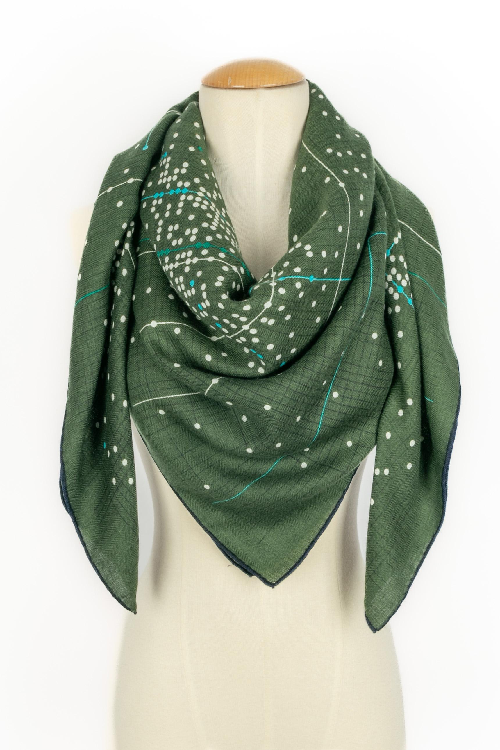 Black Hermès cashmere foulard 'Celestial horse' For Sale