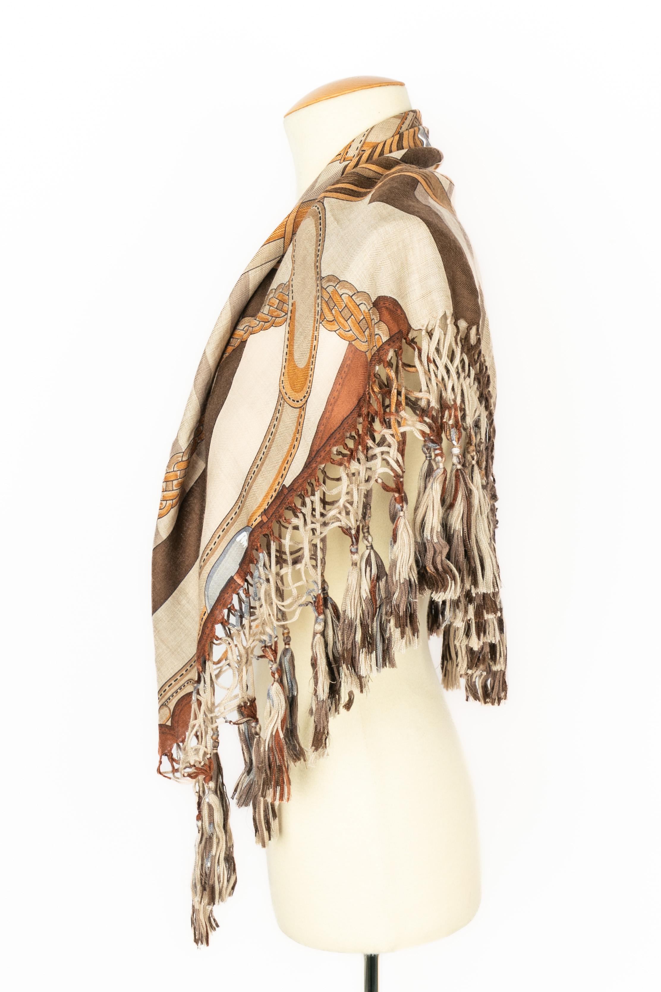 Hermès cashmere foulard 'Coaching' For Sale 5