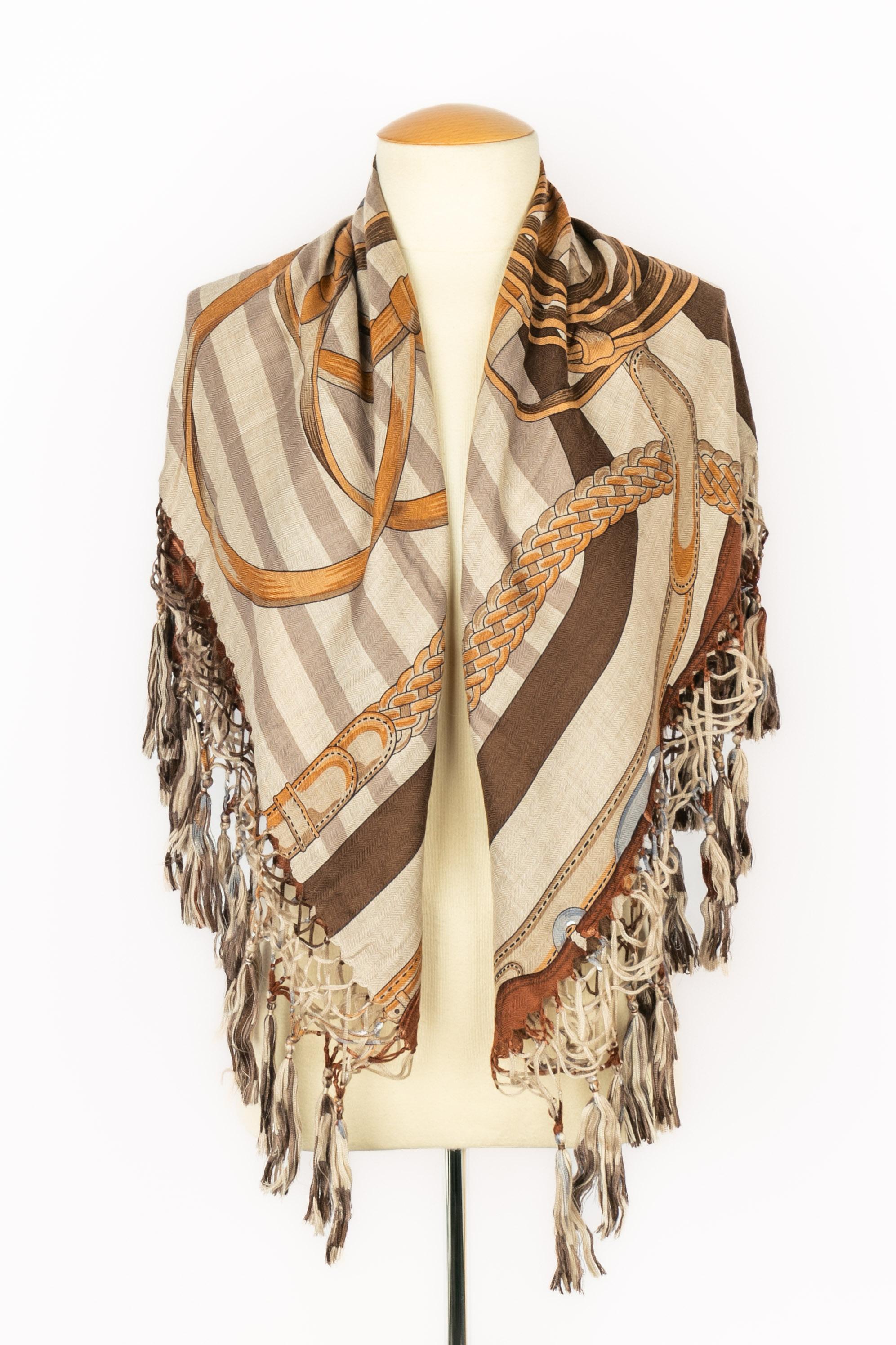 Hermès cashmere foulard 'Coaching' For Sale 2