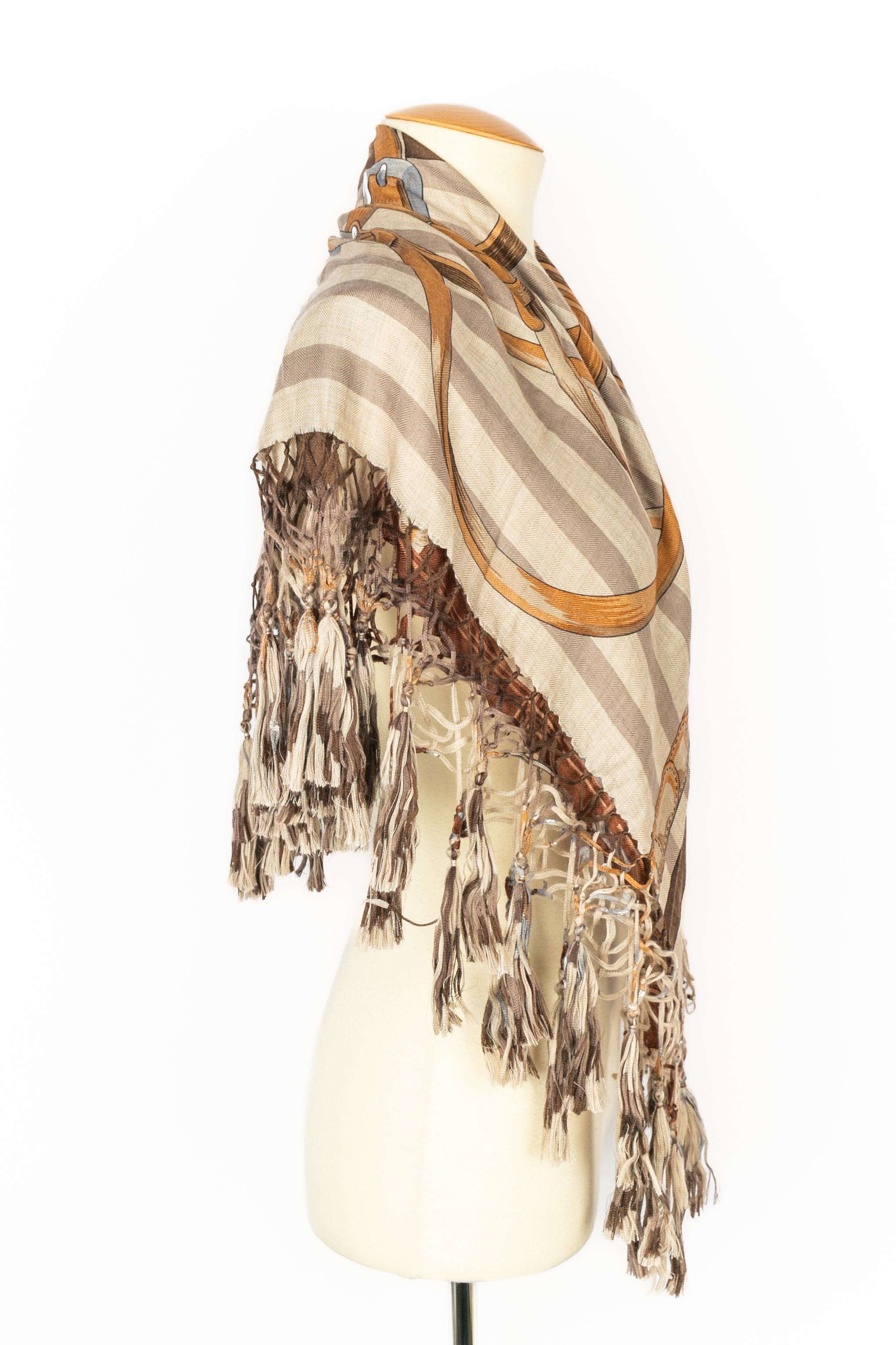 Hermès cashmere foulard 'Coaching' For Sale 3