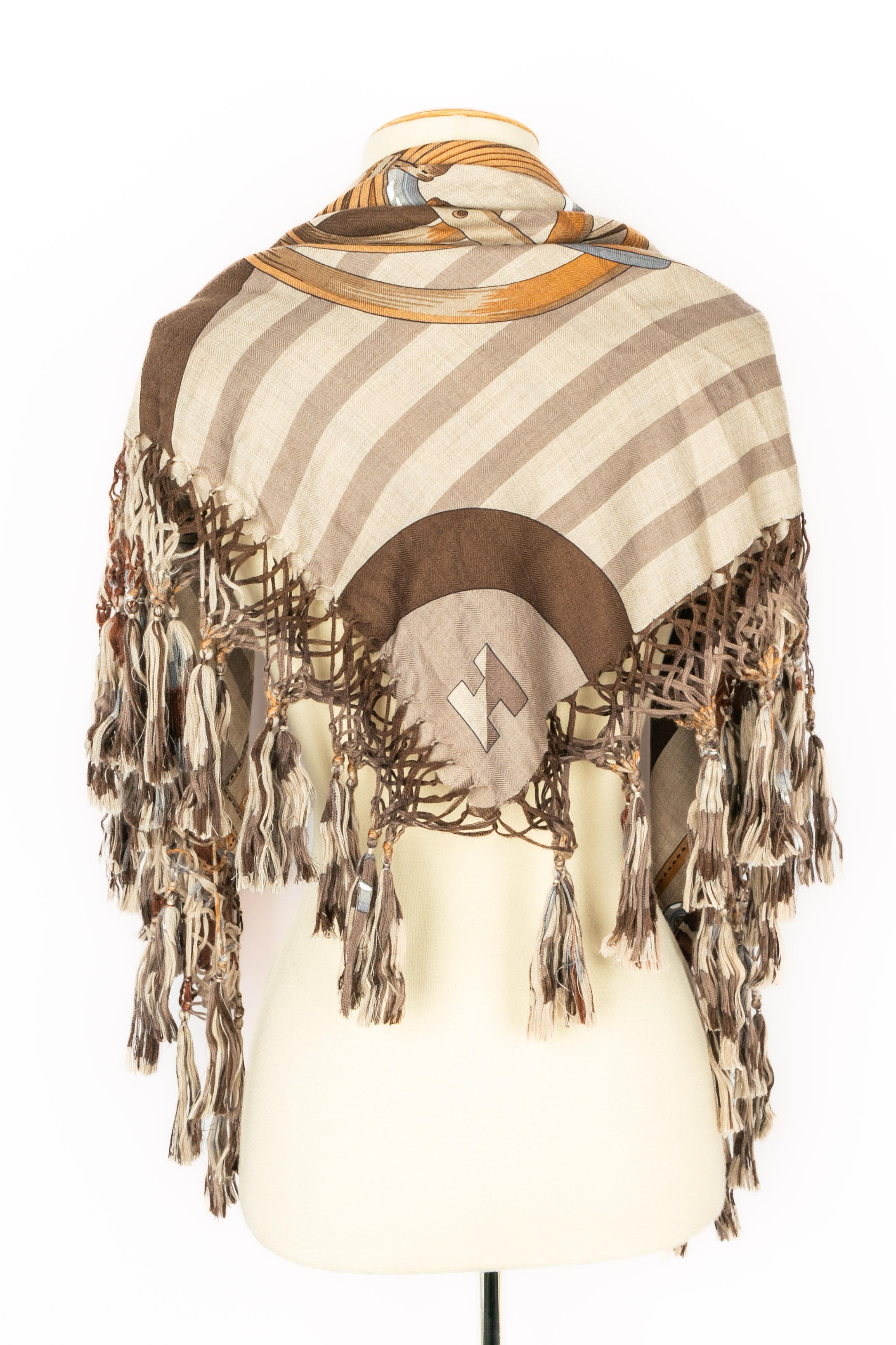 Hermès cashmere foulard 'Coaching' For Sale 4