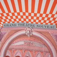 HERMES cashmere GRAND THEATRE NOUVEAU 140 Shawl Scarf Vieux Rose Corail Vermillo