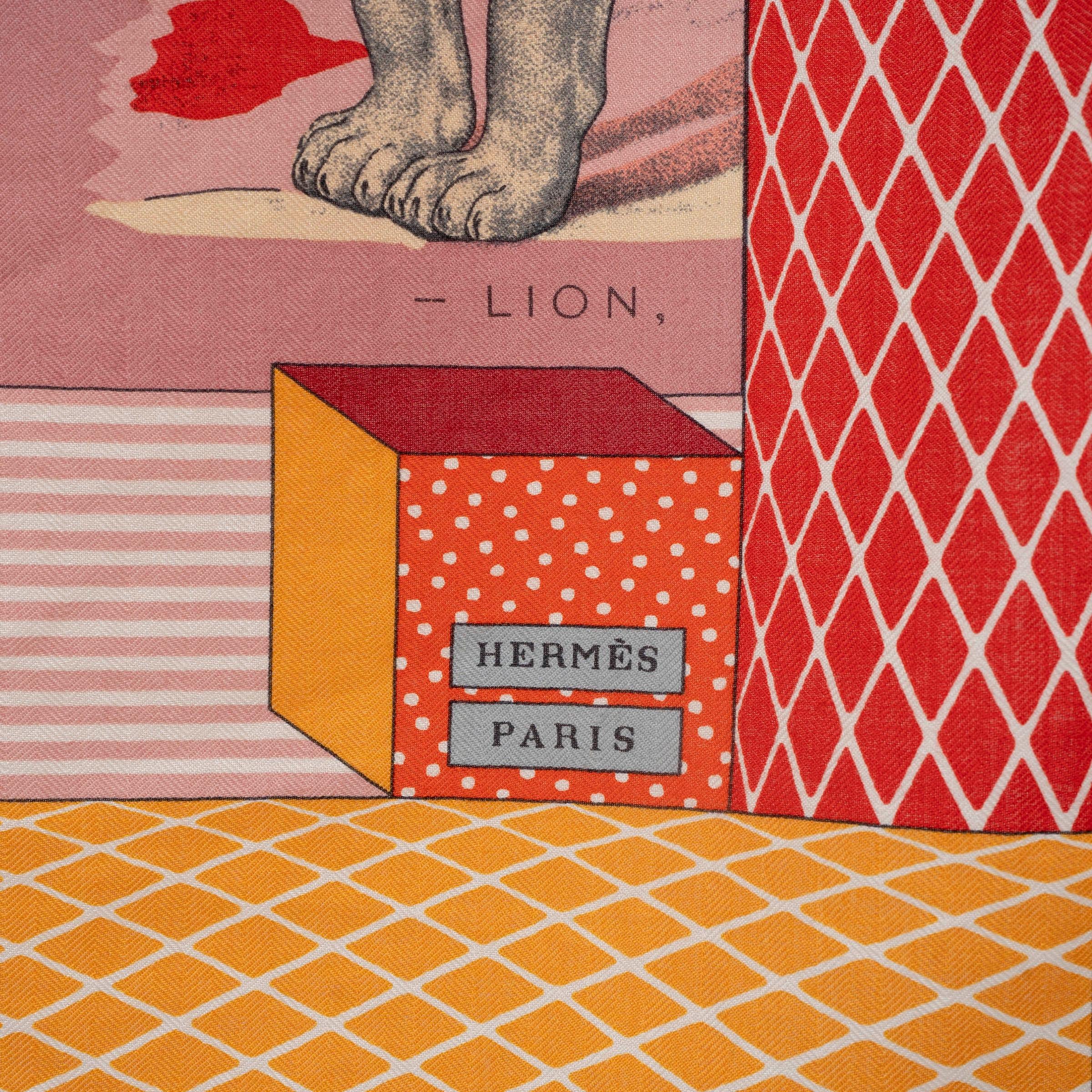 HERMES cachemire GRAND THEATRE NOUVEAU 140 Echarpe châle Vieux Rose Corail Vermillo Neuf à Zürich, CH