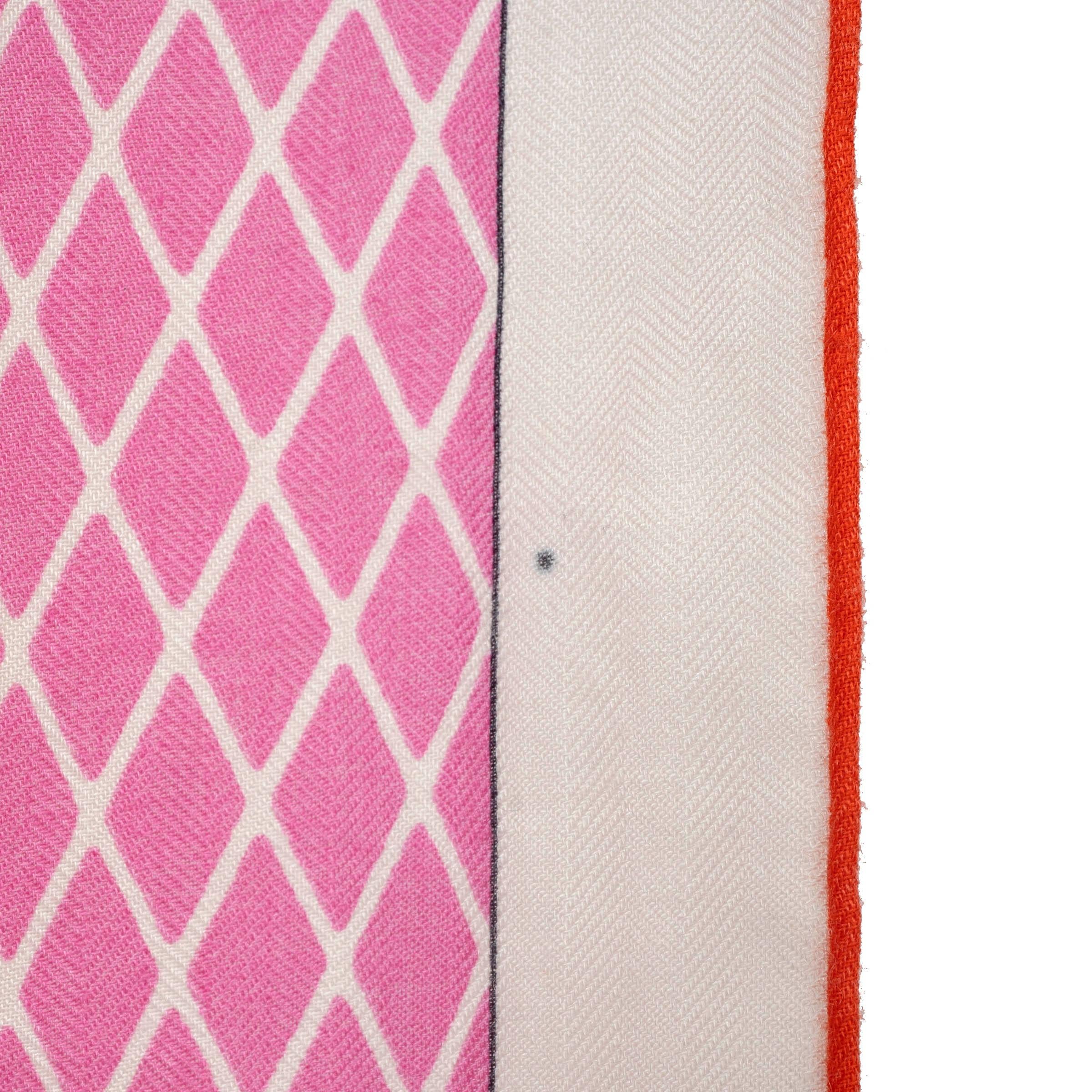 HERMES cachemire GRAND THEATRE NOUVEAU 140 Echarpe châle Vieux Rose Corail Vermillo 2