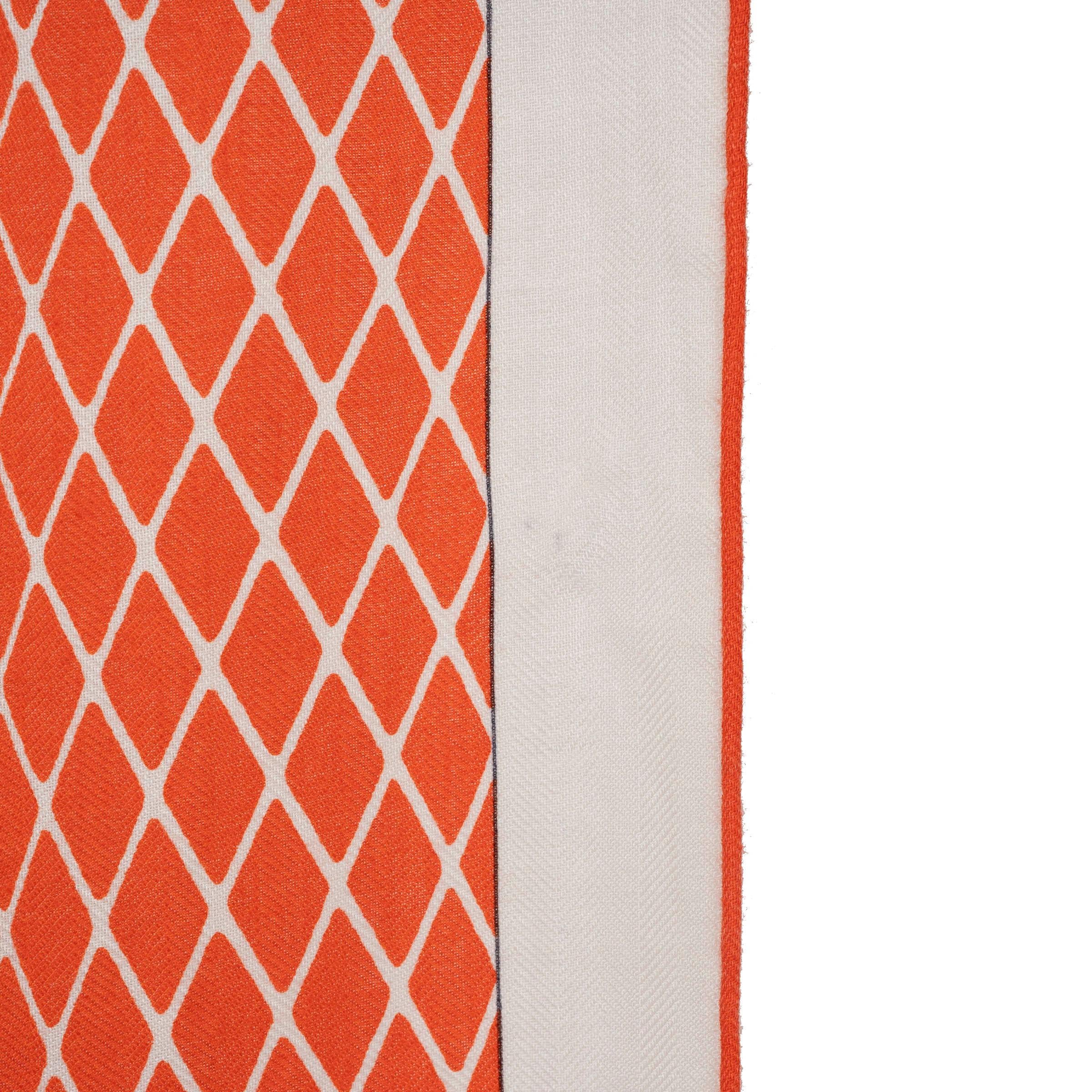 HERMES cachemire GRAND THEATRE NOUVEAU 140 Echarpe châle Vieux Rose Corail Vermillo 3