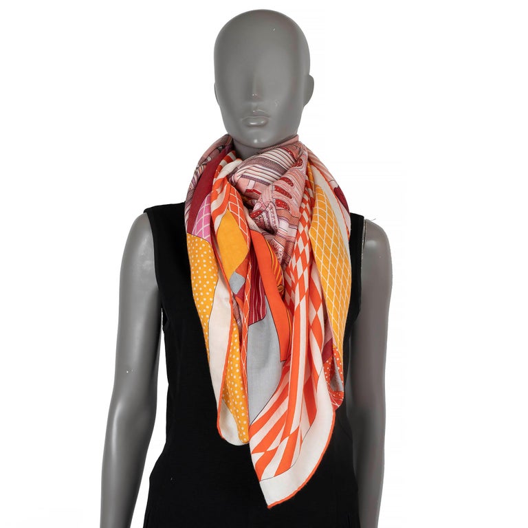 HERMES cashmere GRAND THEATRE NOUVEAU 140 Scialle Sciarpa Vieux
