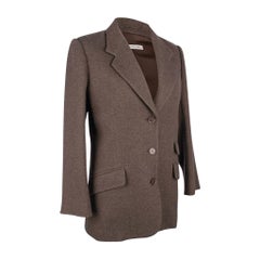 Hermes Vintage Hermes Brown Olive Cashmere Tweed Jacket Size 38