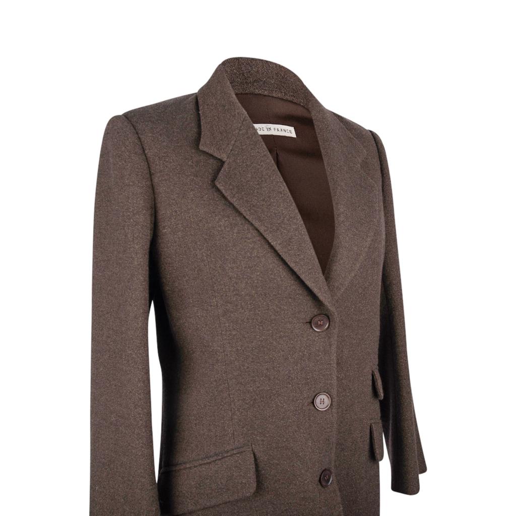 Noir Hermès - Veste en cachemire marron/violet chiné vintage, taille 38/6 en vente