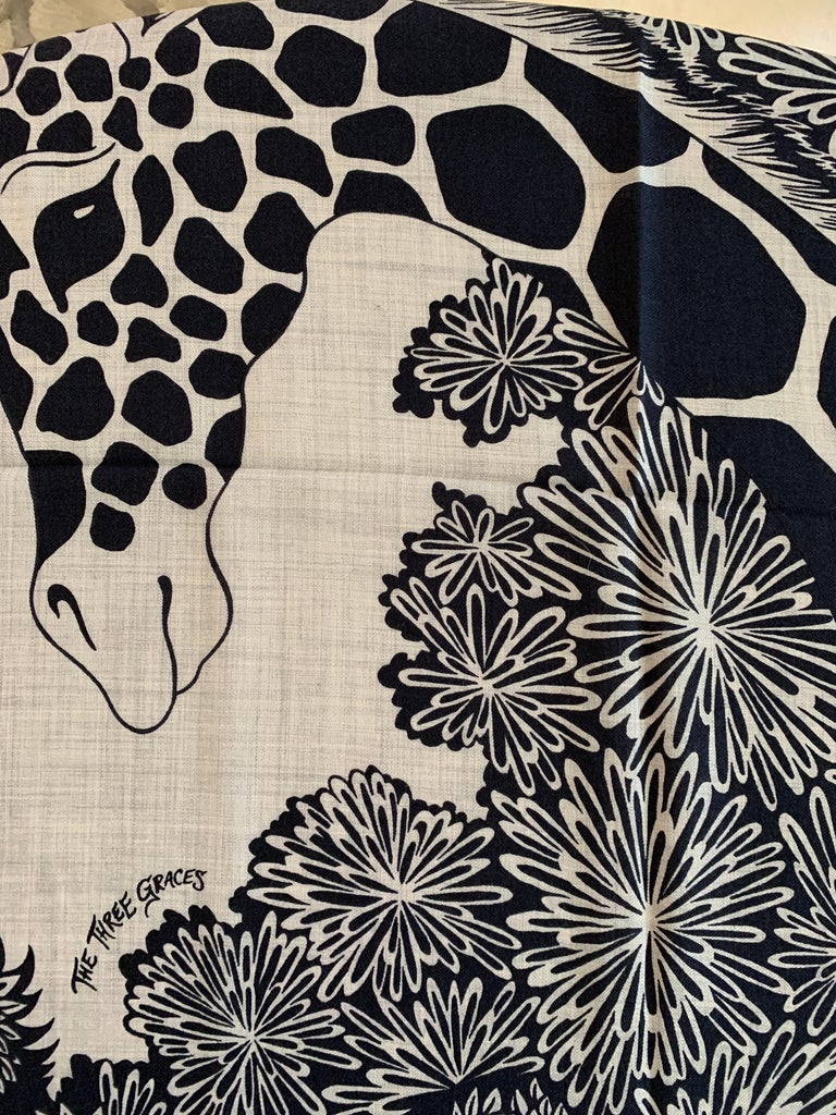 Hermes Cashmere Shawl 140 The Three Graces Giraffes Caban at 1stDibs ...