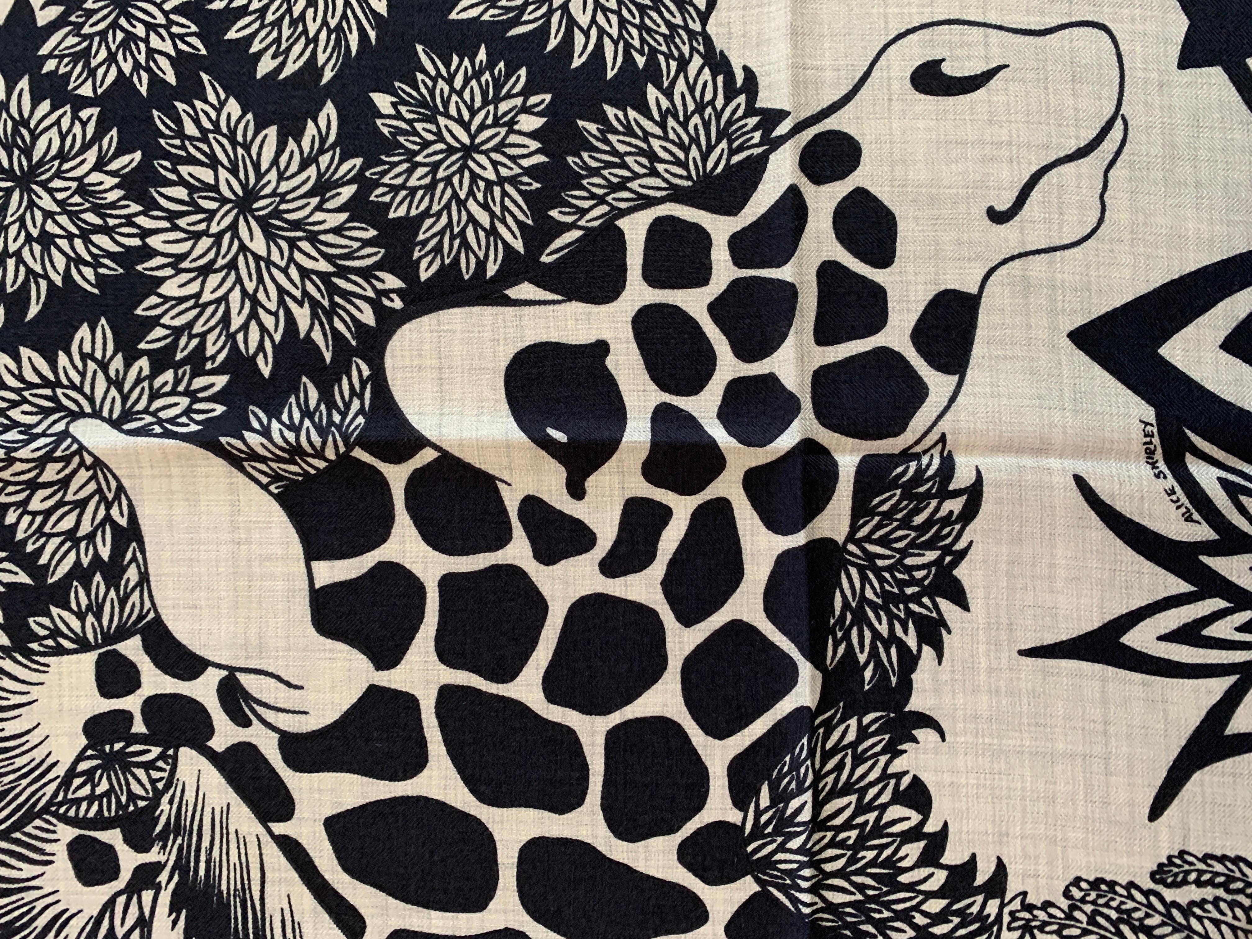 Hermes Cashmere Shawl 140 The Three Graces Giraffes Caban 2