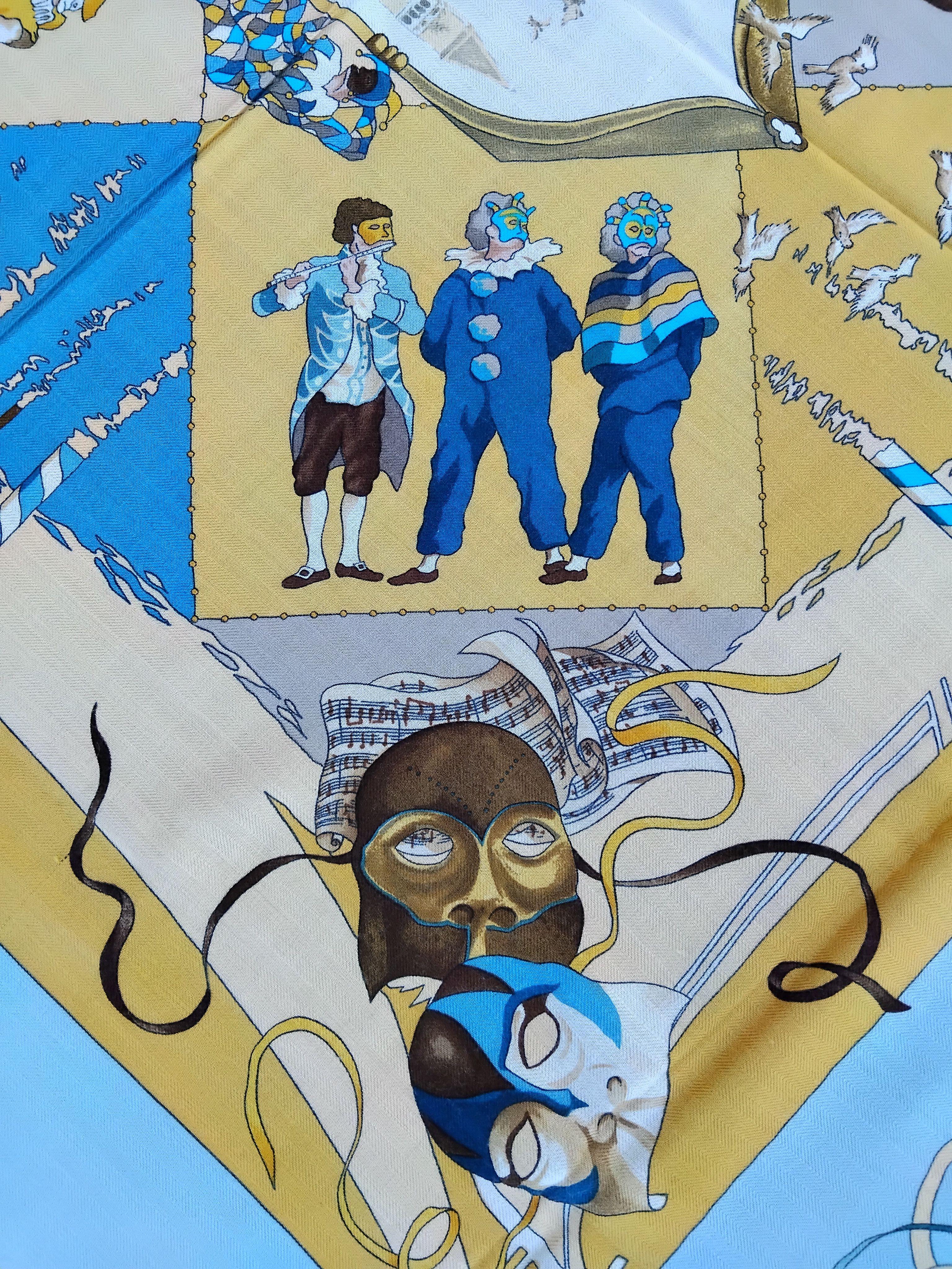 Hermès Cashmere Shawl Scarf Carnaval de Venise Venezia Fetes Venitiennes 54' 6