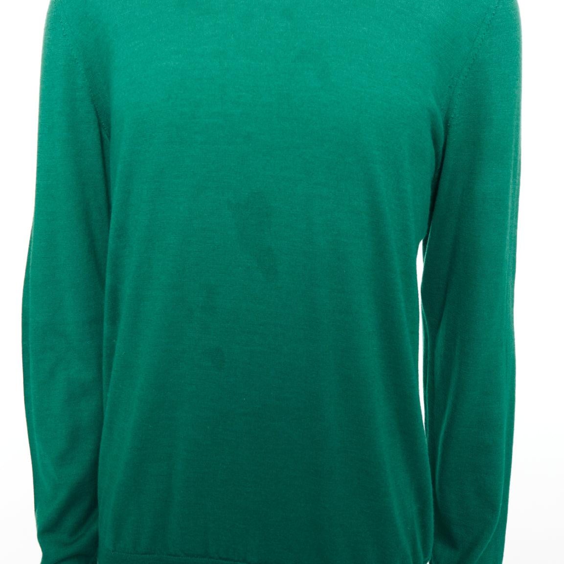 HERMES maglione a girocollo in cashmere misto seta con bordo verde-blu trompe loeil in vendita 2