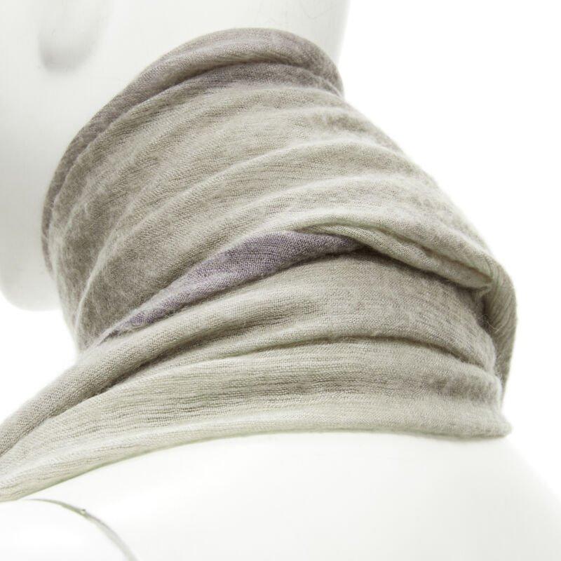 HERMES cashmere silk blend grey beige 4-tone colorblock frayed oversized scarf
Reference: LNKO/A02081
Brand: Hermes
Material: Cashmere, Silk
Color: Grey
Pattern: Solid
Made in: Nepal

CONDITION:
Condition: Fair, this item was pre-owned and is in