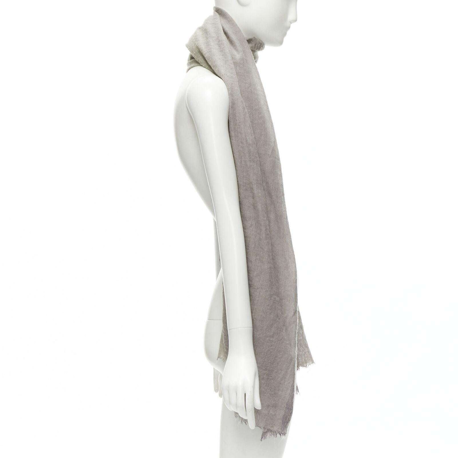 Women's HERMES cashmere silk blend grey beige 4-tone colorblock frayed oversized scarf For Sale