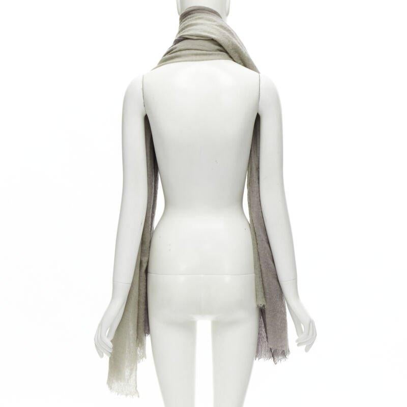 Women's HERMES cashmere silk blend grey beige 4-tone colorblock frayed oversized scarf For Sale