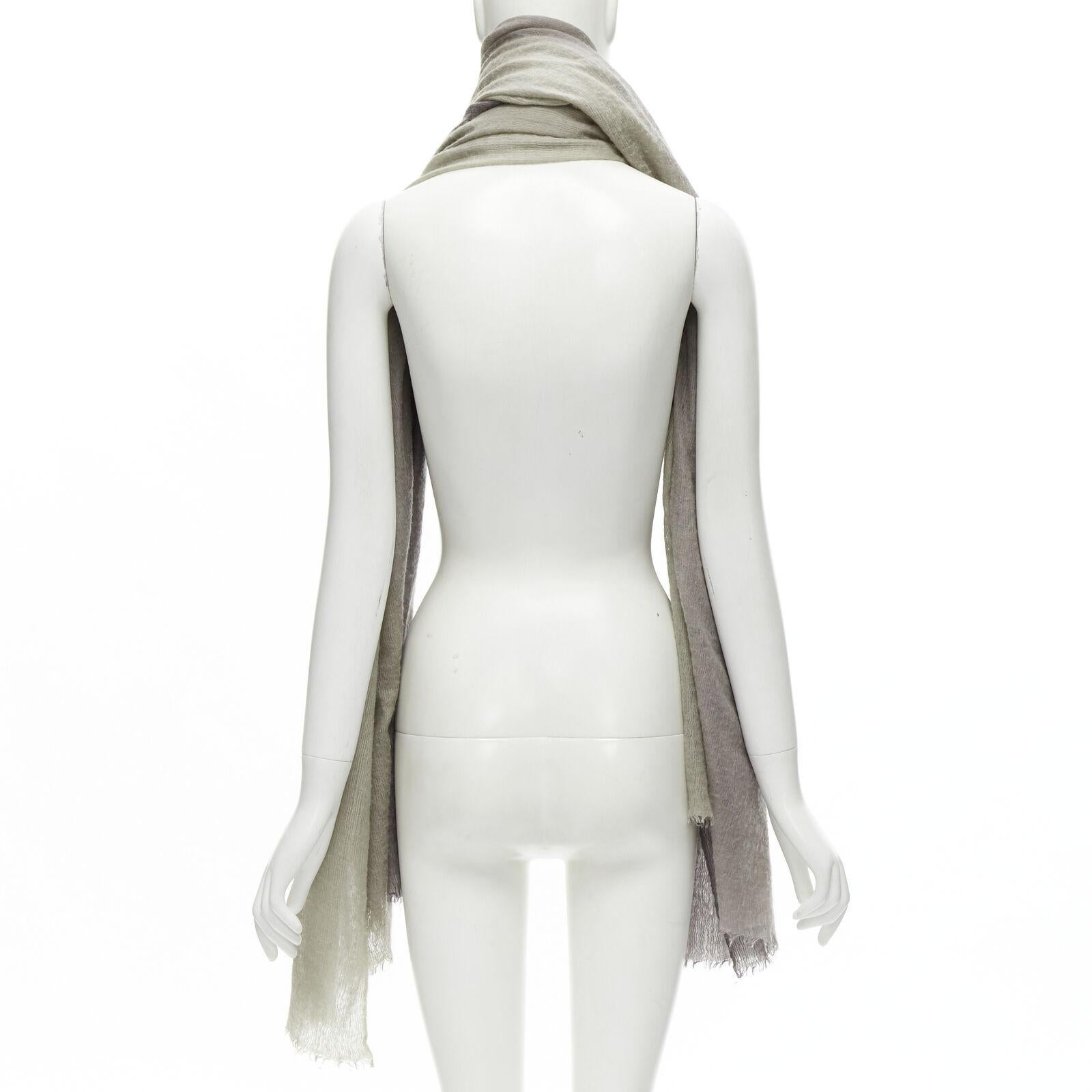 HERMES cashmere silk blend grey beige 4-tone colorblock frayed oversized scarf For Sale 1
