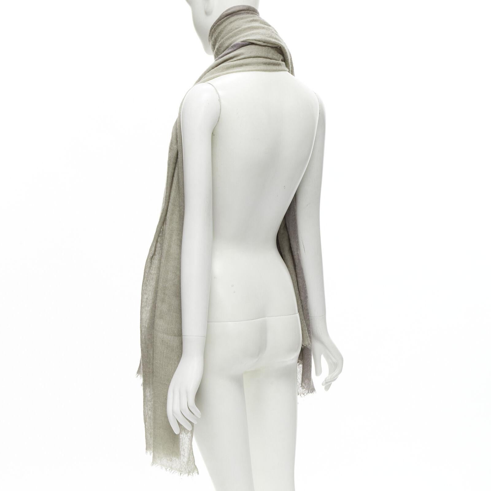 HERMES cashmere silk blend grey beige 4-tone colorblock frayed oversized scarf For Sale 2