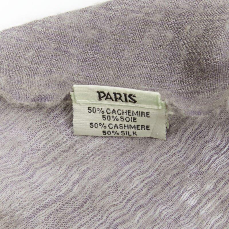HERMES cashmere silk blend grey beige 4-tone colorblock frayed oversized scarf For Sale 4