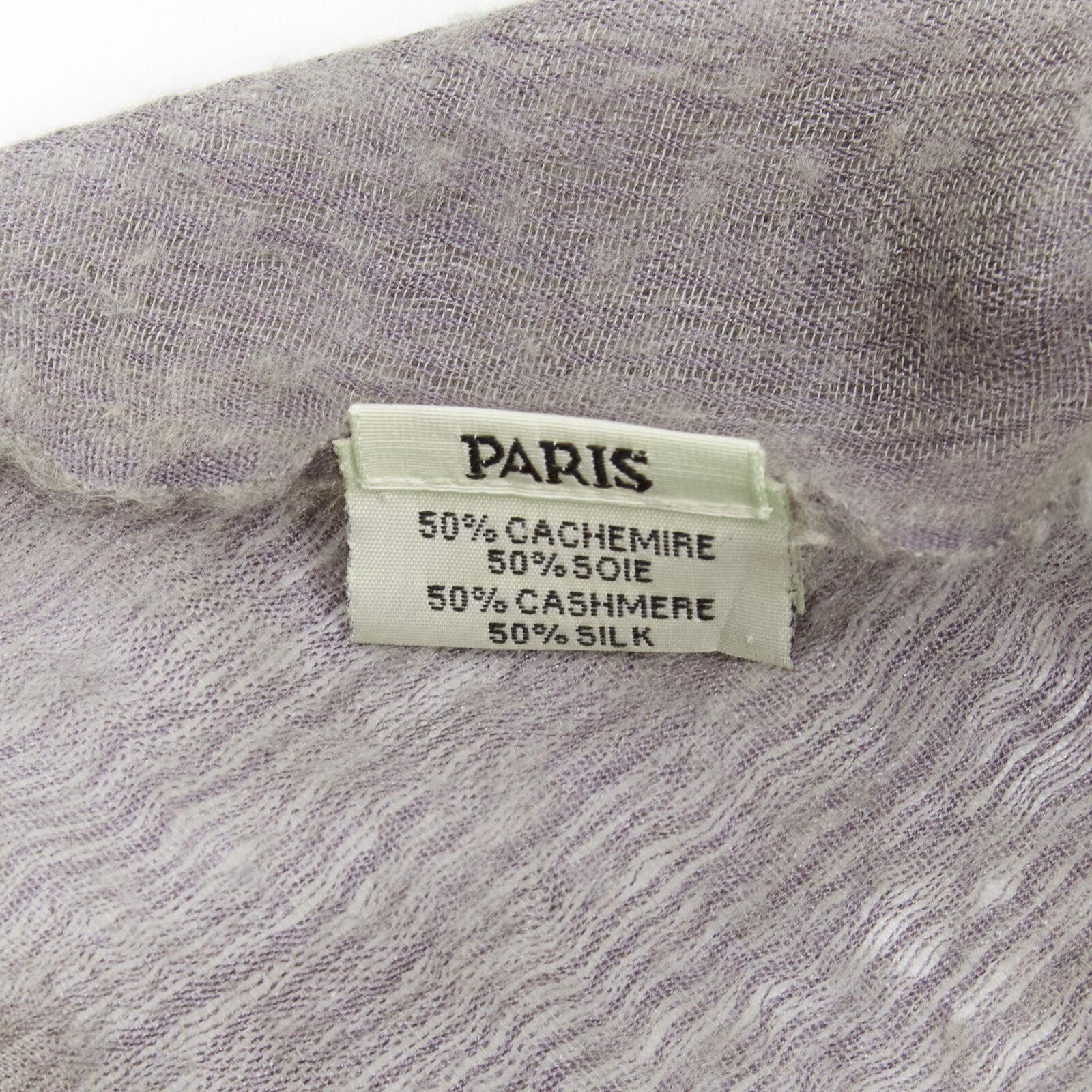 HERMES cashmere silk blend grey beige 4-tone colorblock frayed oversized scarf For Sale 5