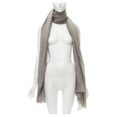 HERMES Kaschmir-Seidenmischung grau-beige 4-farbiger Colorblock-Schal in Übergröße mit Fransen