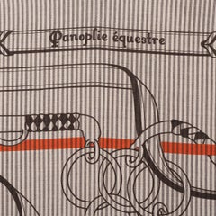 HERMES cashmere silk PANOPLIE EQUESTRE EYELINER 140 Shawl Scarf Ebene Orange